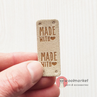 Бірка пришивна "Made with Love", лляний, 1шт