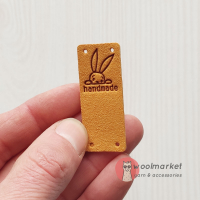 Бірка пришивна "Handmade Bunny", пісочний, 1шт