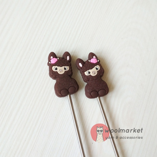 Стопери для спиць "Альпаки", молочний шоколад, 2шт