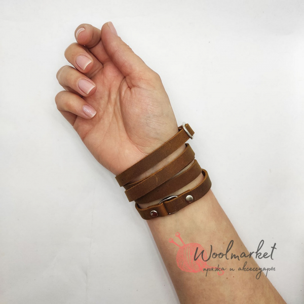 Шкіряний браслет 1Meter, коричневий