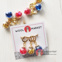 Маркери для в'язання "Кульки з зірочками", 3 шт (бордовий, золотий, електрик)