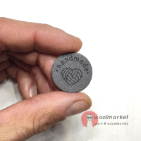 Бірка пришивна "Handmade", сірий, кругла, 1шт