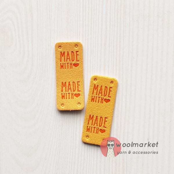 Бірка пришивна "Made with Love", пісочний, 1шт