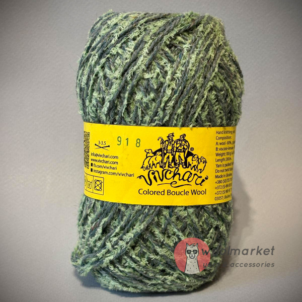 Vivchari Colored Boucle Wool салатовий букле, темно зелений 918
