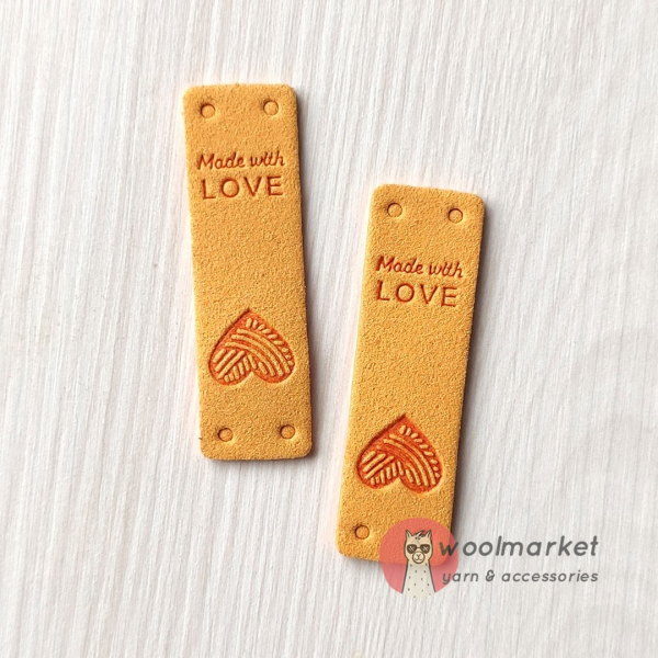 Бірка пришивна "Made with Love", пісочний, 1шт