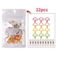 Набір маркерів з стоперами для спиць "Грибочки", різнокольорові, 22шт