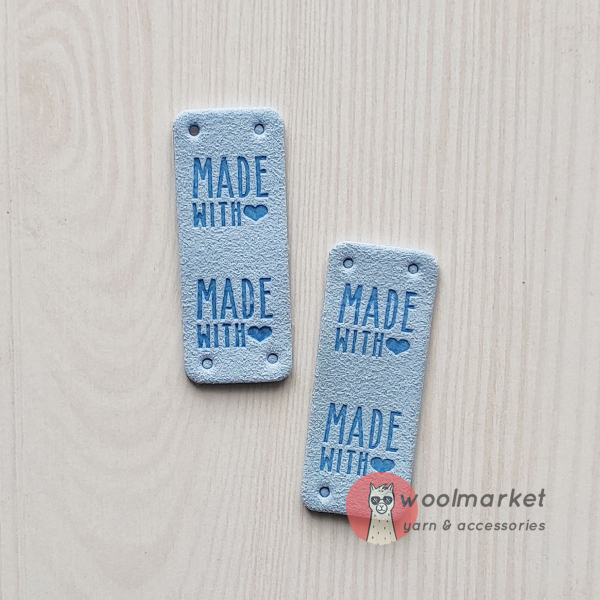 Бірка пришивна "Made with Love", ніжно блакитний, 1шт