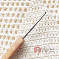 Гачок з бамбуковою ручкою, стальний,  1,5мм