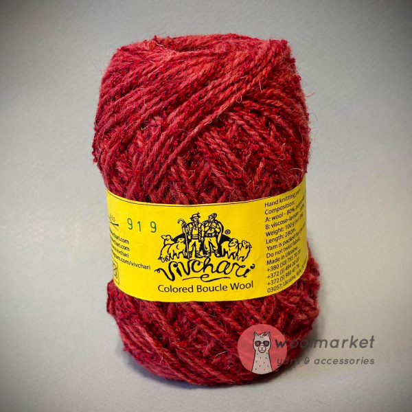 Vivchari Colored Boucle Wool яскраво червоний букле, червоний 919