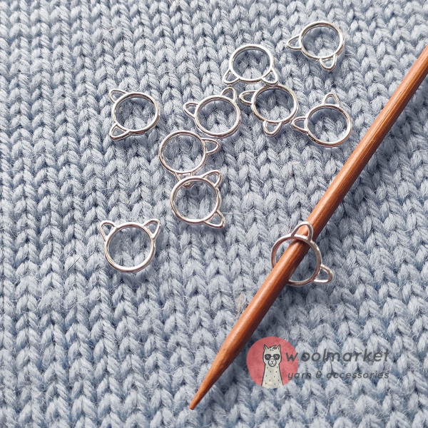 Кото-маркери для в'язання, 8мм (10 шт), срібло, нероз'ємні