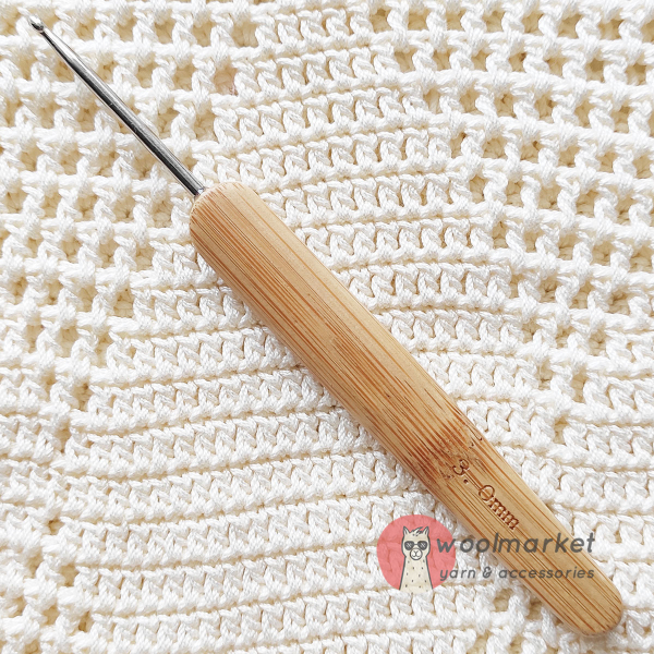 Гачок з бамбуковою ручкою, стальний,  3,0мм