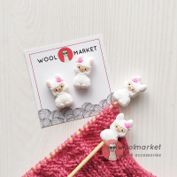 Стопери для спиць "Альпаки", білі, 2шт