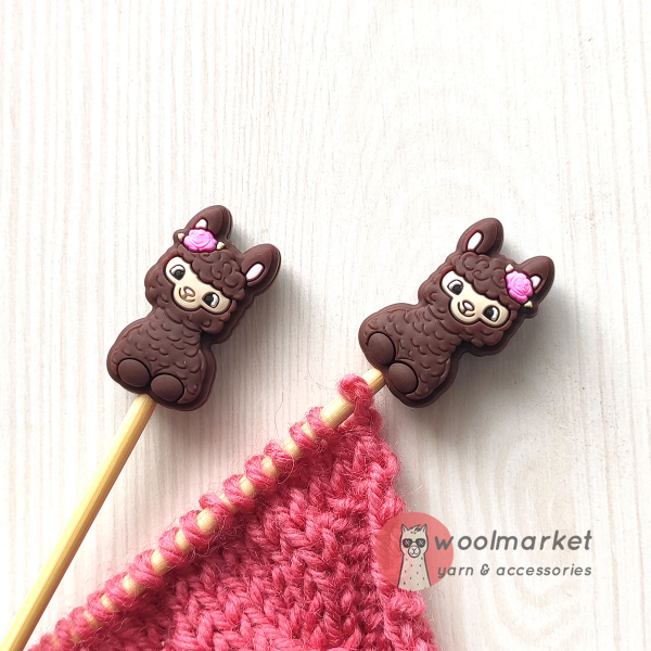 Стопери для спиць "Альпаки", молочний шоколад, 2шт