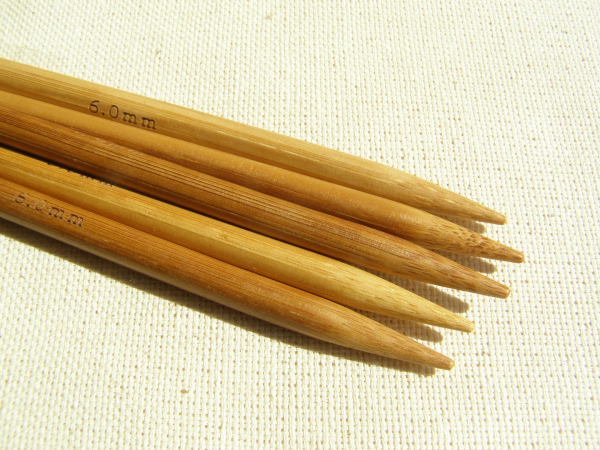 Шкарпеткові бамбукові спиці 20см, 6,0мм, набір 5шт