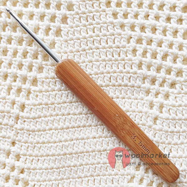 Гачок з бамбуковою ручкою, стальний, 3,5мм