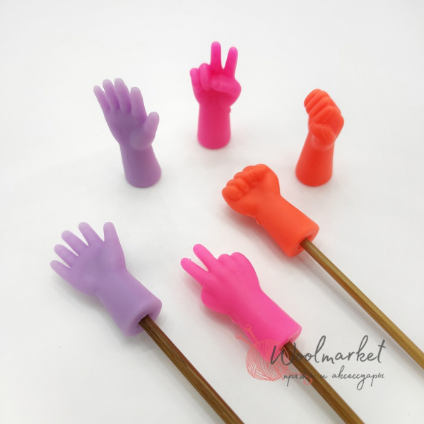 Наконечники для спиць, "Hands", 6 штук (стопери, блокатори)