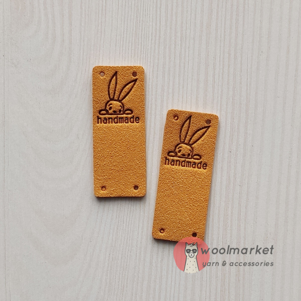 Бірка пришивна "Handmade Bunny", пісочний, 1шт