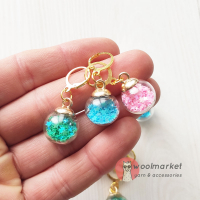 Маркери для в'язання "Кульки з зірочками", 3 шт (бірюза, зелена бірюза, рожевий)