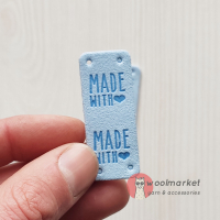 Бірка пришивна "Made with Love", ніжно блакитний, 1шт