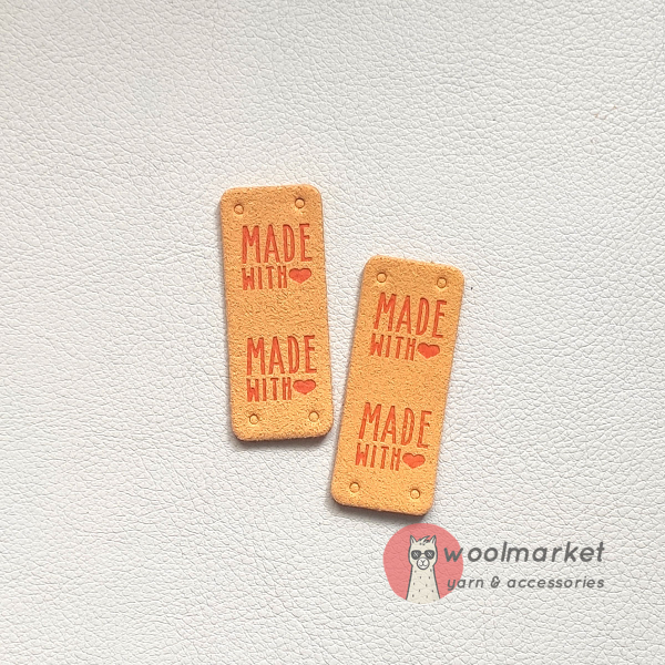 Бірка пришивна "Made with Love", пісочний, 1шт