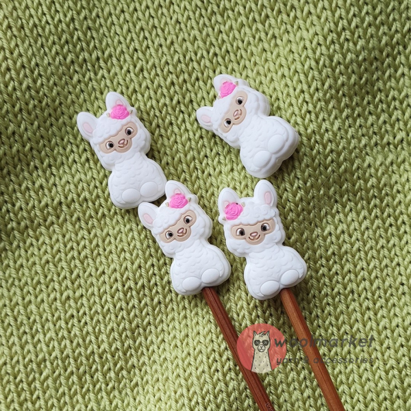 Стопери для спиць "Альпаки", білі, 2шт