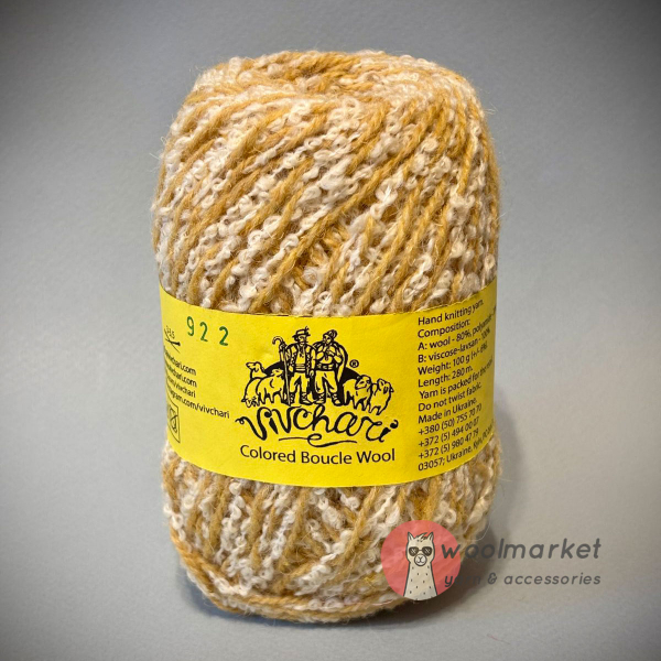 Vivchari Colored Boucle Wool беж букле, гірчичний 922