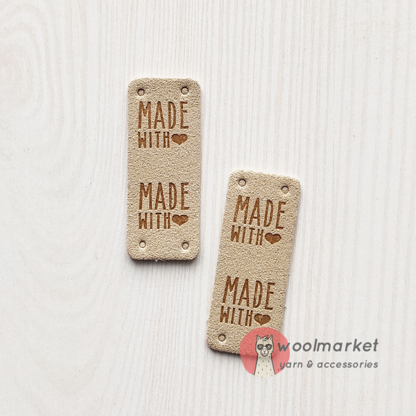 Бірка пришивна "Made with Love", лляний, 1шт